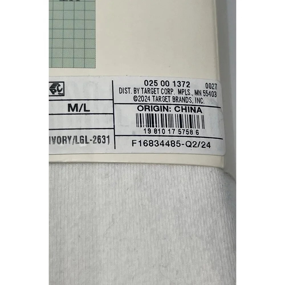 A New Day Charcoal Ivory Fleece Lined Tights Pants Women's Size Medium Large M/L